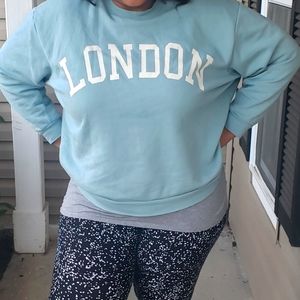 Sweatshirt anyone? Baby blue. Soft. And global because it screams LONDON!!!